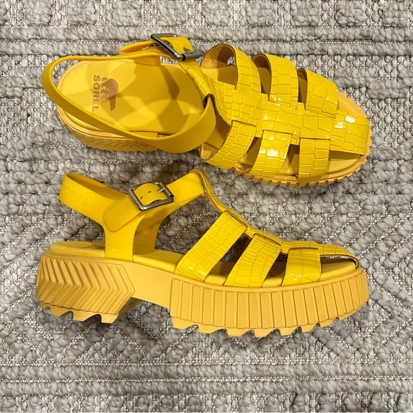 Sorel Shoes - Sorel Women’s Ona Streetworks Platform Fisherman Chunky Sandals Croc Yellow 9